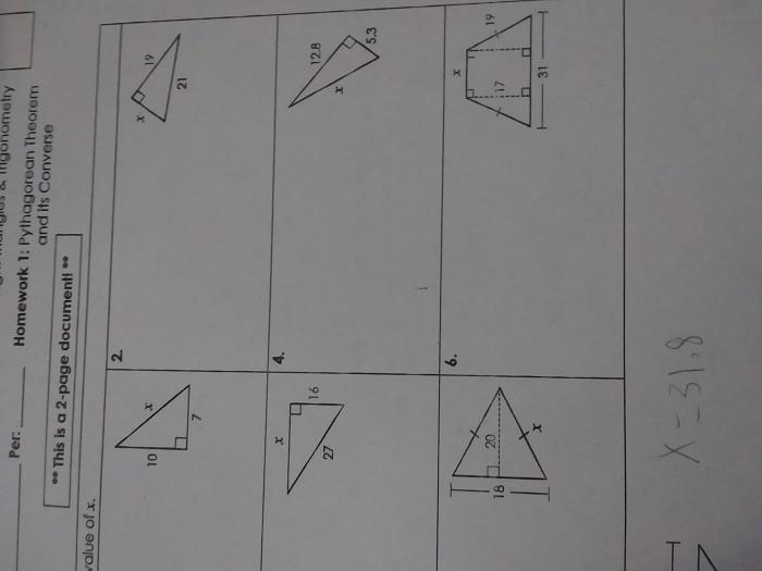 Converse of the pythagorean theorem answer key