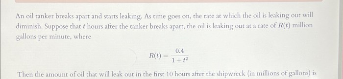 An oil tanker breaks apart and starts leaking