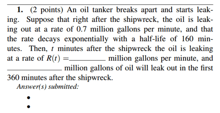 An oil tanker breaks apart and starts leaking